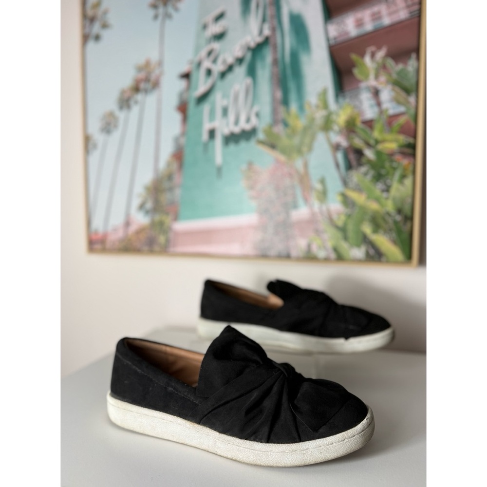 A New Day Black Suede Knotted Bow Slip On Sneakers Loafers Casual Shoes 11